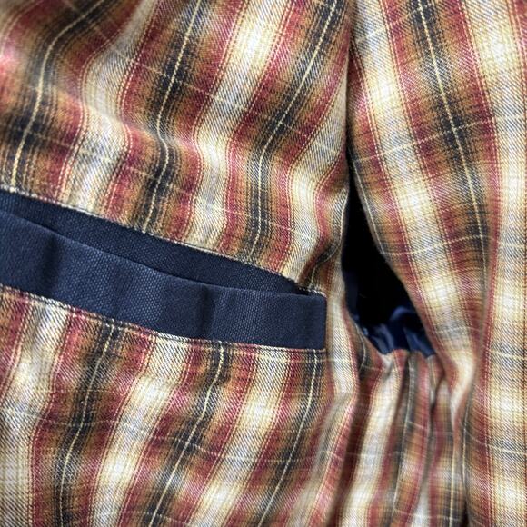 Vintage American Eagle Corduroy Canvas Chore Barn Coat Navy Flannel Mens Sml - Picture 3 of 12